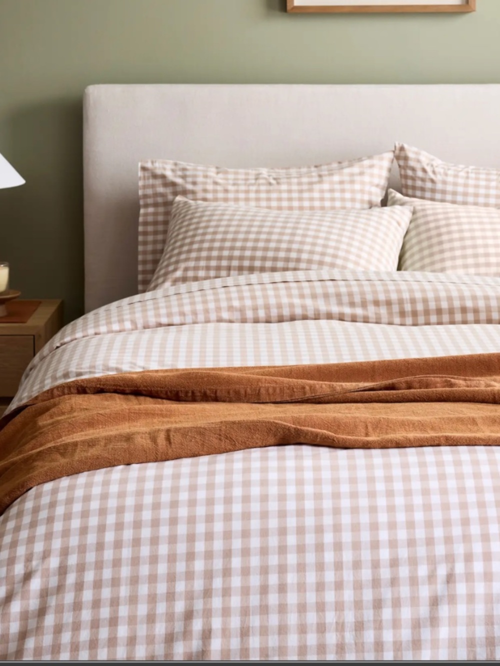 New King Ca King gingham percale duvet set with 2 king shams - Picture 5 of 9